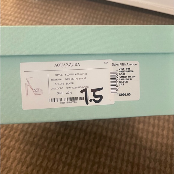 Aquazurra Flow Metallic Leather Platform Sandal Heels - Picture 4 of 6